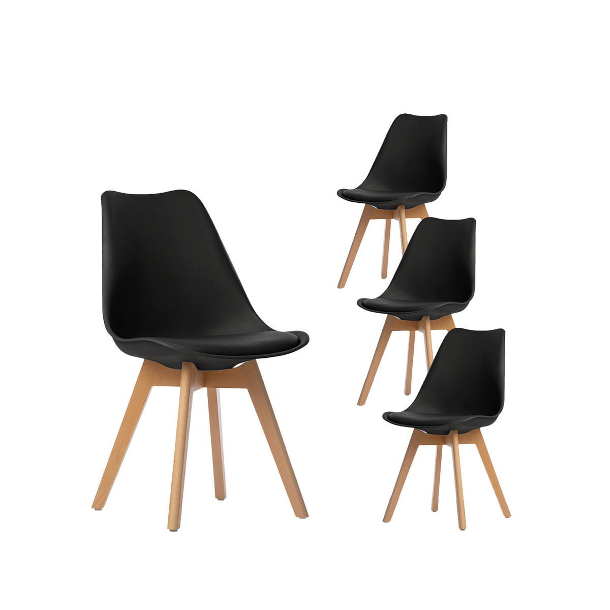 ESSZIMMERSTUHL Kler Schwarz 48 cm x 82 cm 4er-Set - Schwarz, Kunststoff (48/82/57cm) - Klast Home