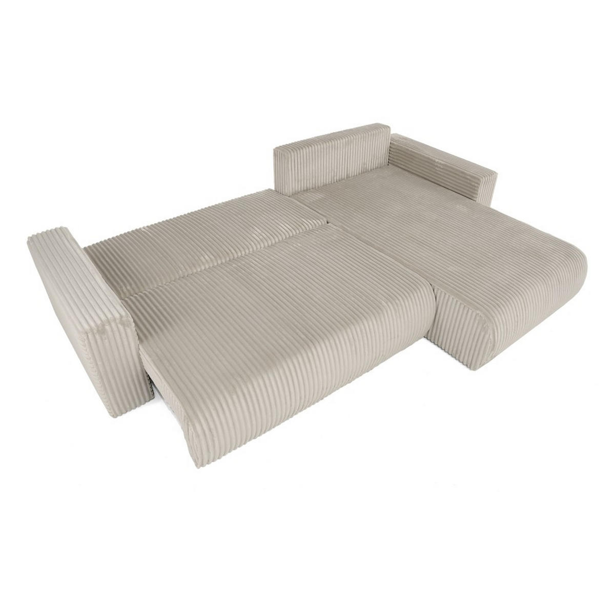 ECKSCHLAFSOFA Porto mit universelle Ottomane, Beige - Beige/Schwarz, Textil (288/190cm) - Beautysofa