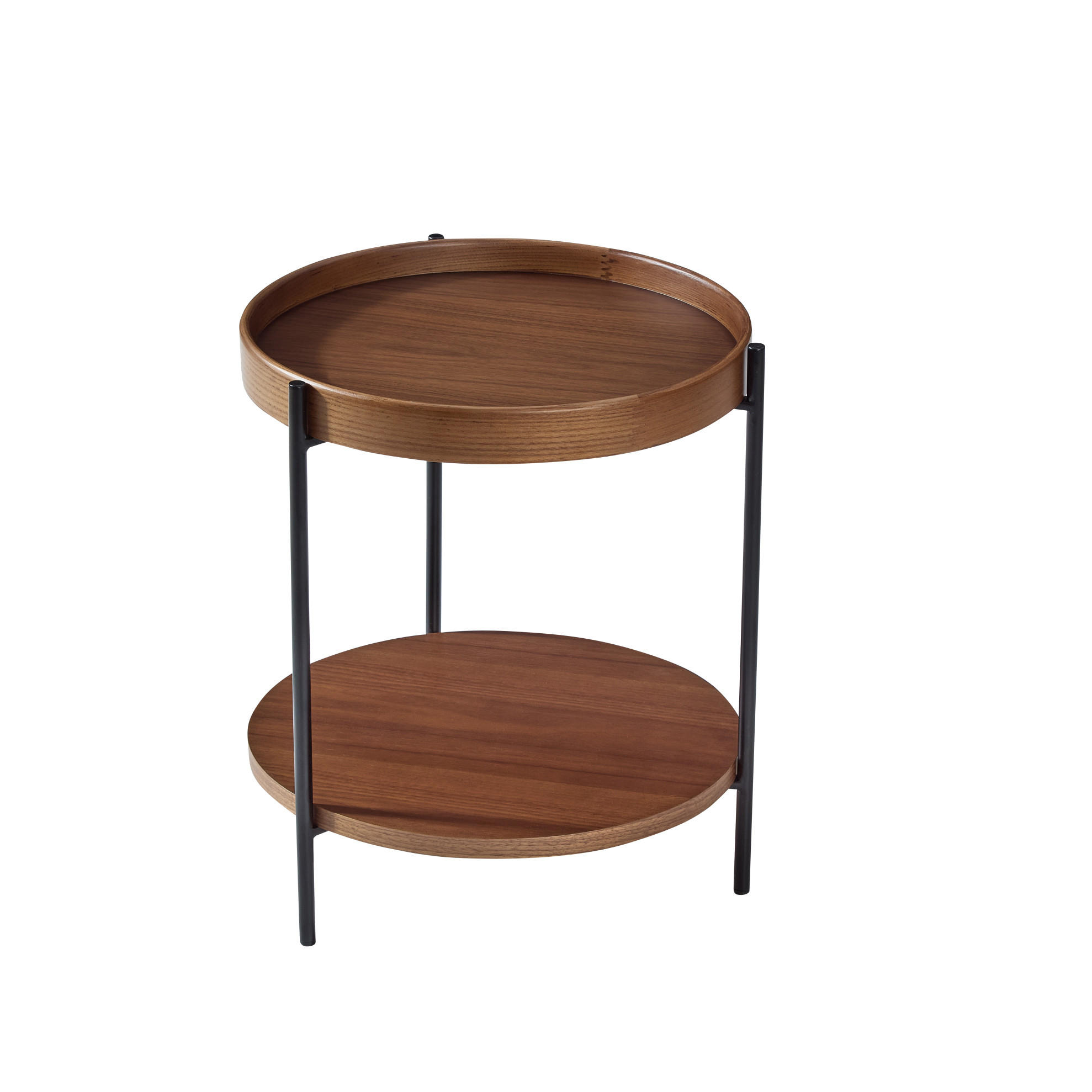 KONFERENČNÍ stolek 69/44 cm z masivního dřeva a MDF v dekoru ořech, 2dílný set - barva vlašského ořechu, kompozitní dřevo (44/44/48cm) - BEAOK
