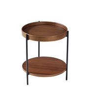 KLUBSKA miza 69/44 cm iz masivnega lesa in MDF v barvi oreha, 2-delni komplet - barva oreha, leseni material (44/44/48cm) - BEAOK
