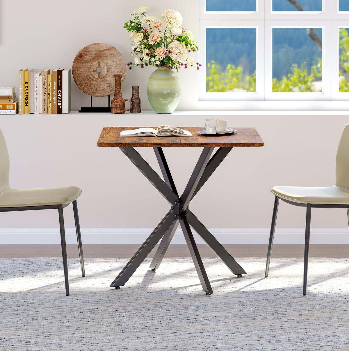 BEISTELLTISCH aus Spanplatte 80x80x75 cm Braun mit X-Gestell, höhenverstellbaren Füßen und pflegeleichter Oberfläche - Braun, Holzwerkstoff (80/80/75cm) - Modfu
