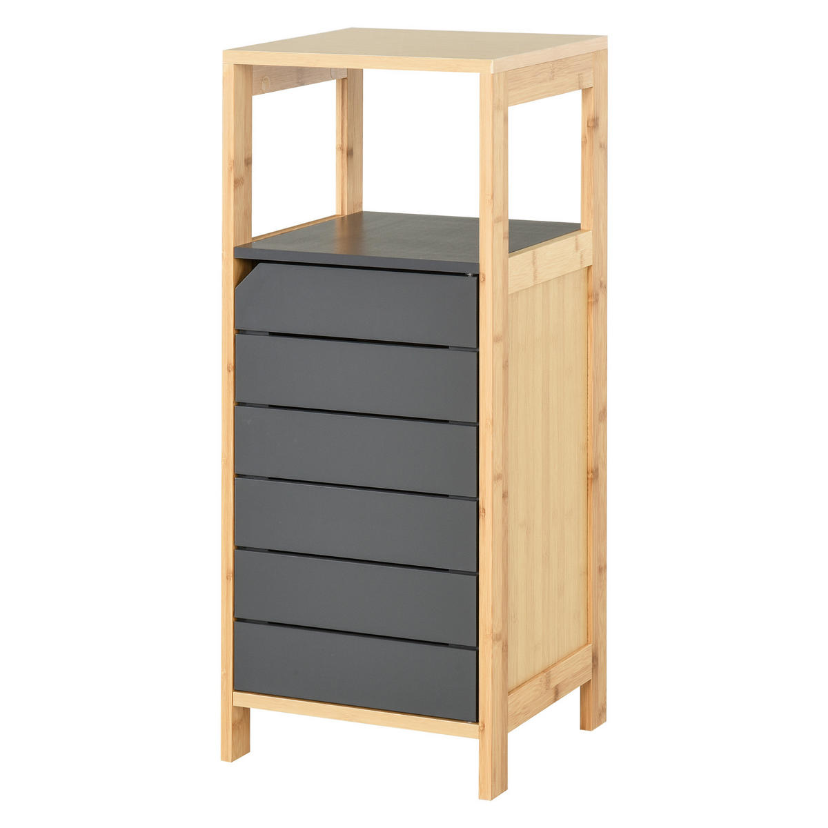 MIDISCHRANK DE-12325 32/30/80 cm mit Tür und Schublade Bambou und Grau - Grau, Holzwerkstoff (30/80/32cm) - ComfortXL