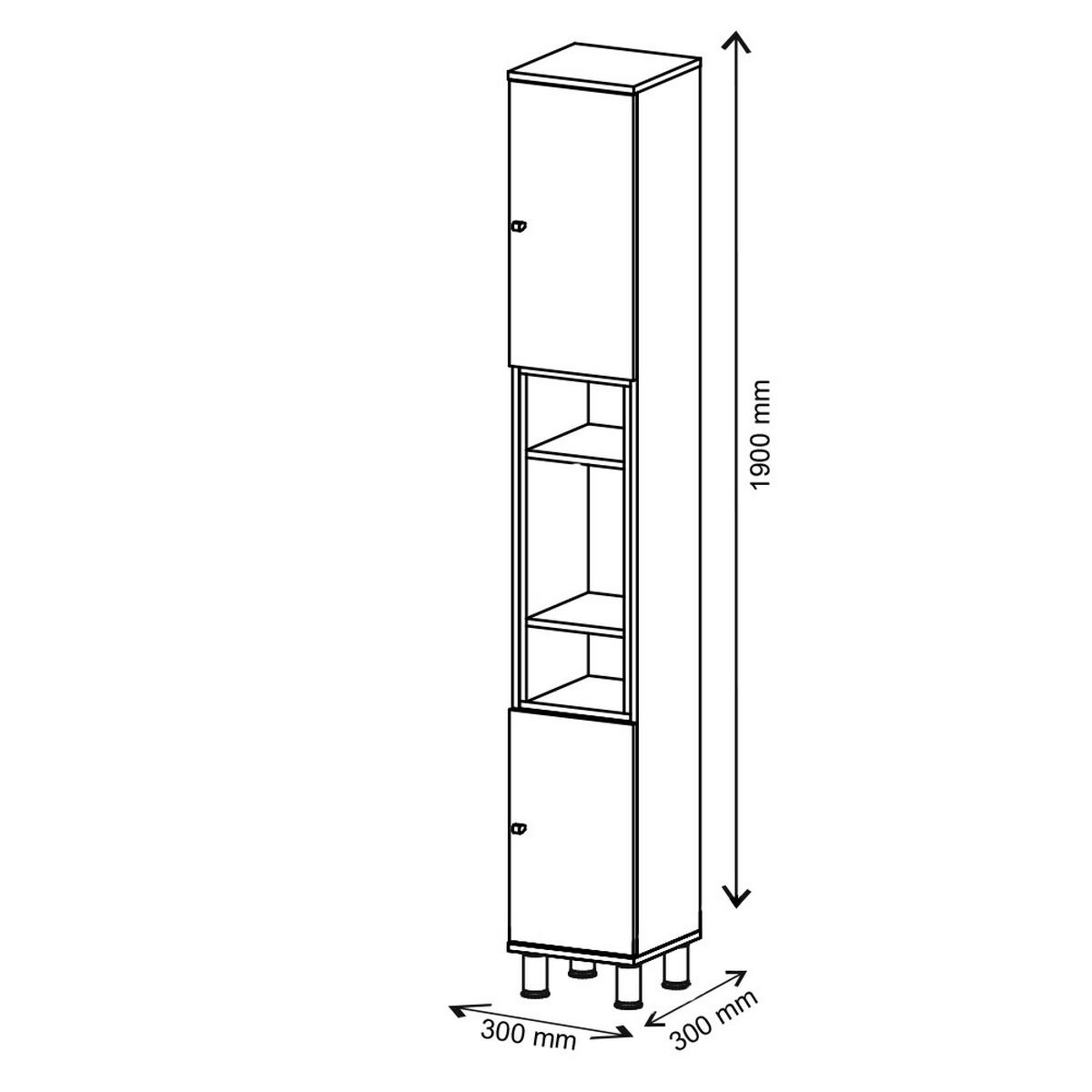BADSCHRANK Aquis Anthrazit 30 x 190 cm - Anthrazit, Holzwerkstoff (30/190/30cm) - Vicco
