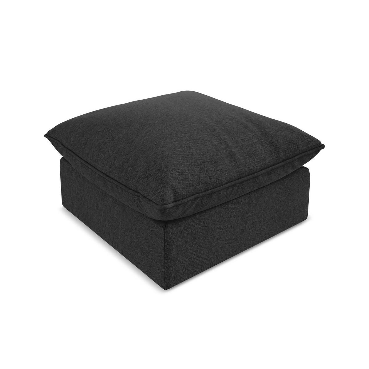 POUF Samt Stoff Schwarz - Schwarz, Holzwerkstoff/Kunststoff (75/45/75cm) - LaMiaSofa