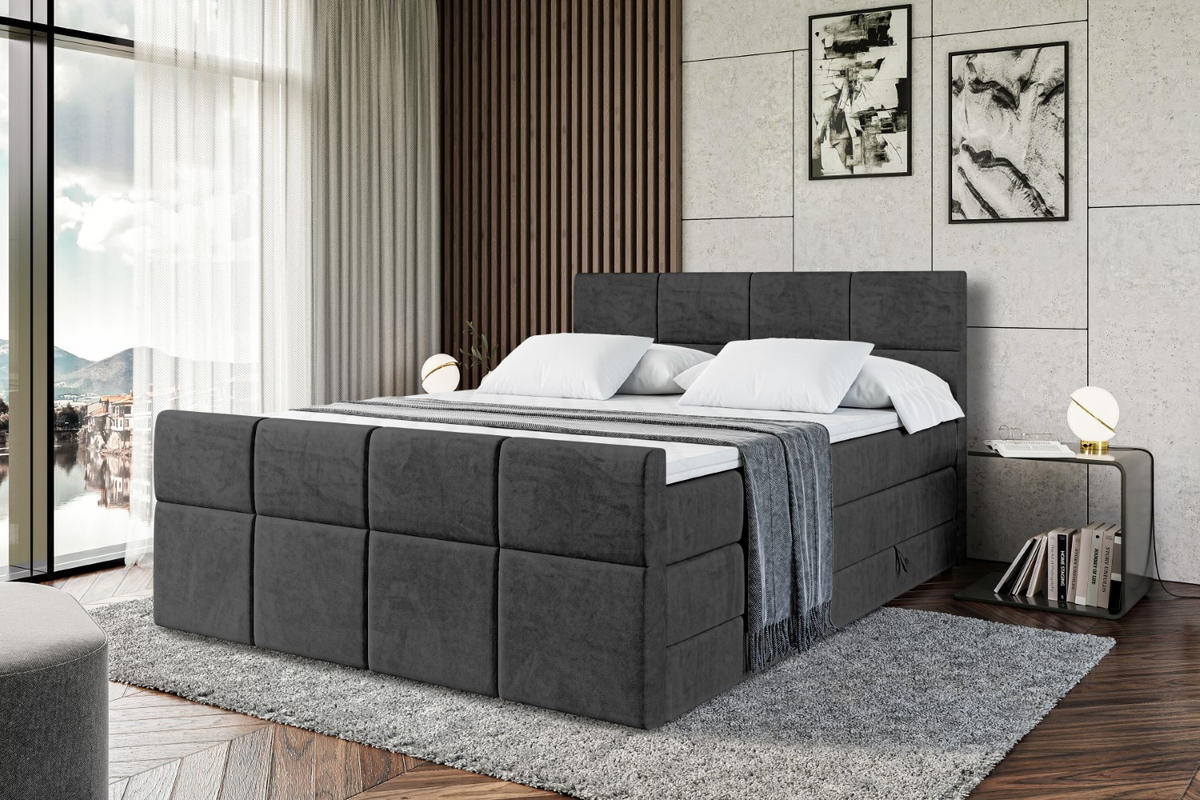 BOXSPRINGBETT ARDENI-Z KING - 200x200 - H3/H4 - Schwarz - Schwarz, Holzwerkstoff (200/200cm) - ALTDECOR
