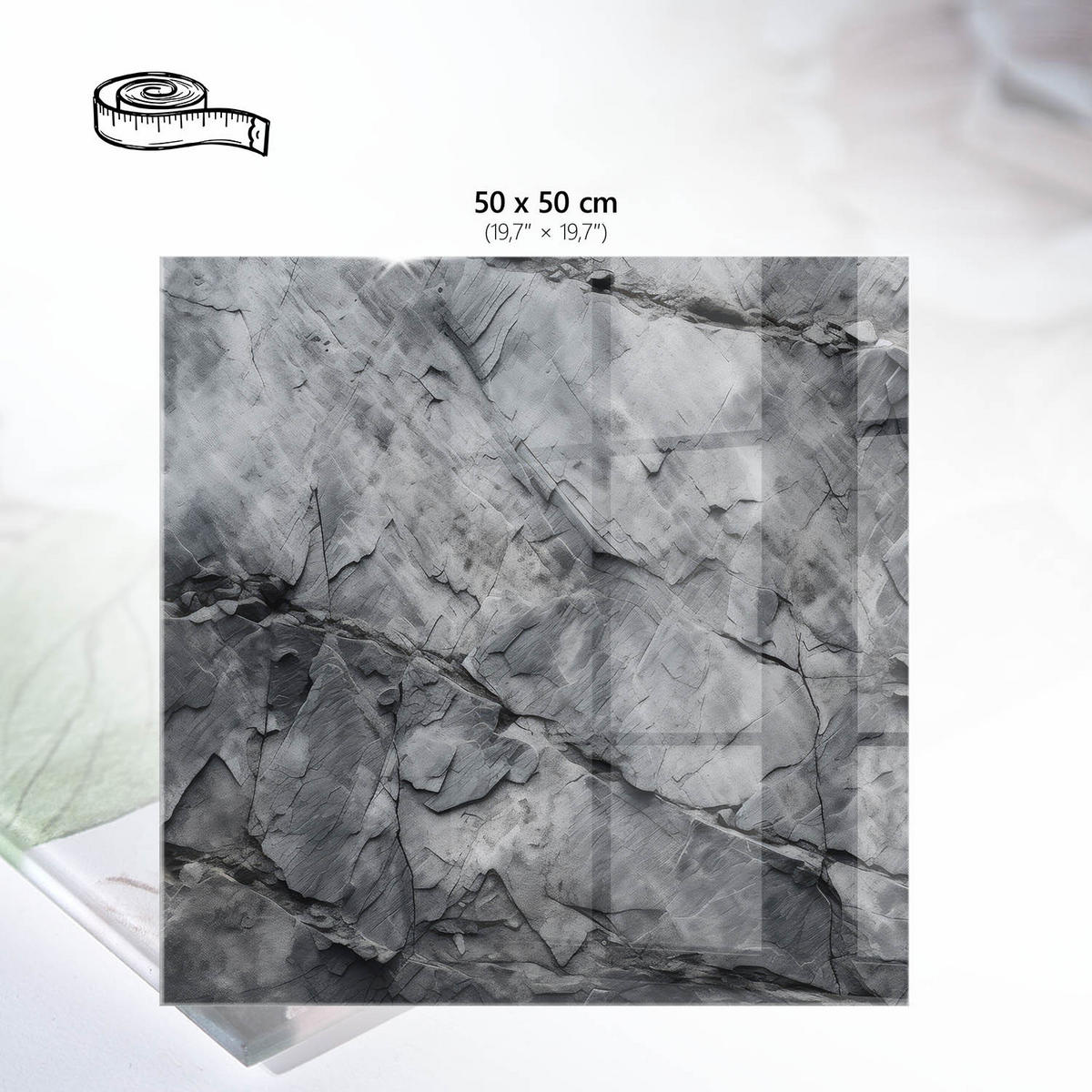 TISCHPLATTE 50x50 cm – Felsstruktur - Grün, Glas (50/50/0.4cm) - Wallfluent