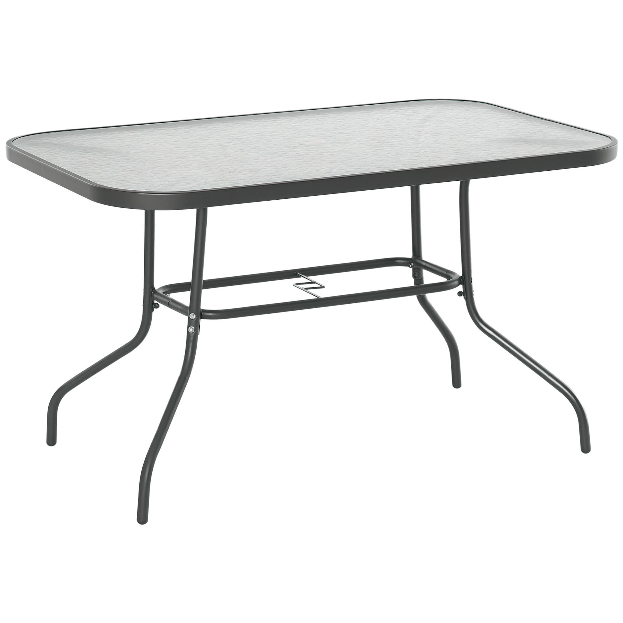 GARTENTISCH DE-14071 rechteckig 120x80 cm, mit Schirmhalterung Grau - Grau, Metall (120/80/70cm) - ComfortXL