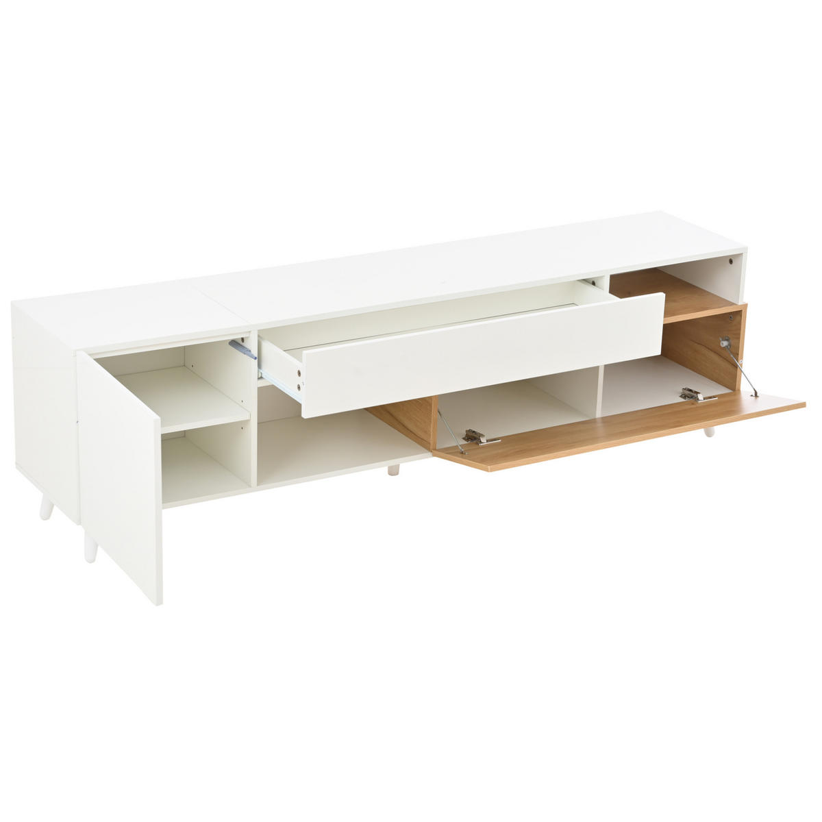 TV-ELEMENT mit Stauraum 180 x 38 x 50 cm Weiß/Natural - Weiß, Holzwerkstoff (38/50/180cm) - Beauniv