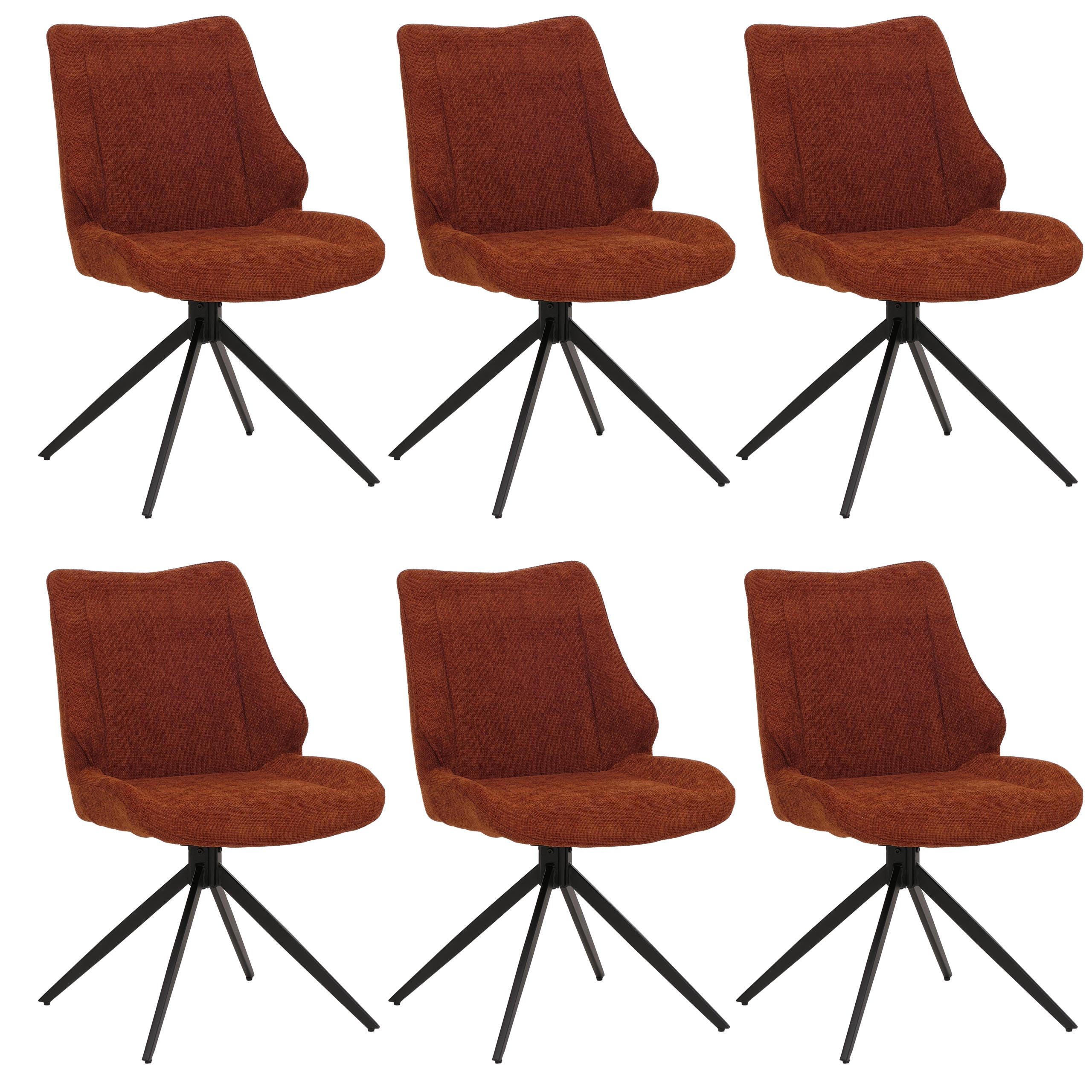 ESSZIMMERSTUHL Schwarz, Rotbraun 6er-Set - Rotbraun/Schwarz, Textil (55/88/62cm) - MCW