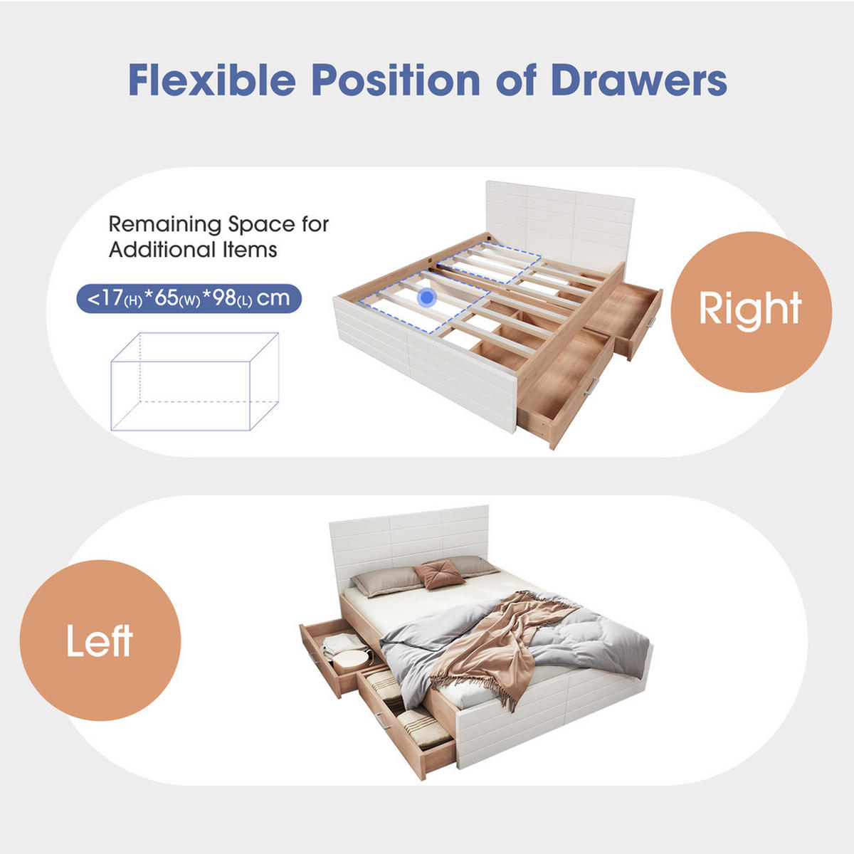 DOPPELBETT 180x200cm Holzbett Modern 2 Schubladen Eiche-Weiß - Weiß, Holz (180/200cm) - FLIEKS