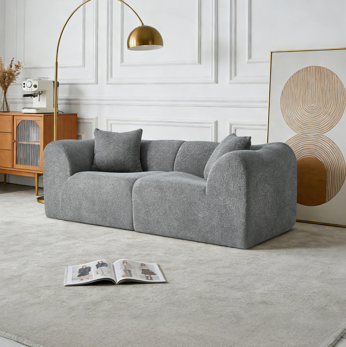 SOFA 2-Sitzer kompakt 193 x 87 x 67 cm Samt Grau - Grau, Holzwerkstoff (194.1/67/87cm) - Meubliv