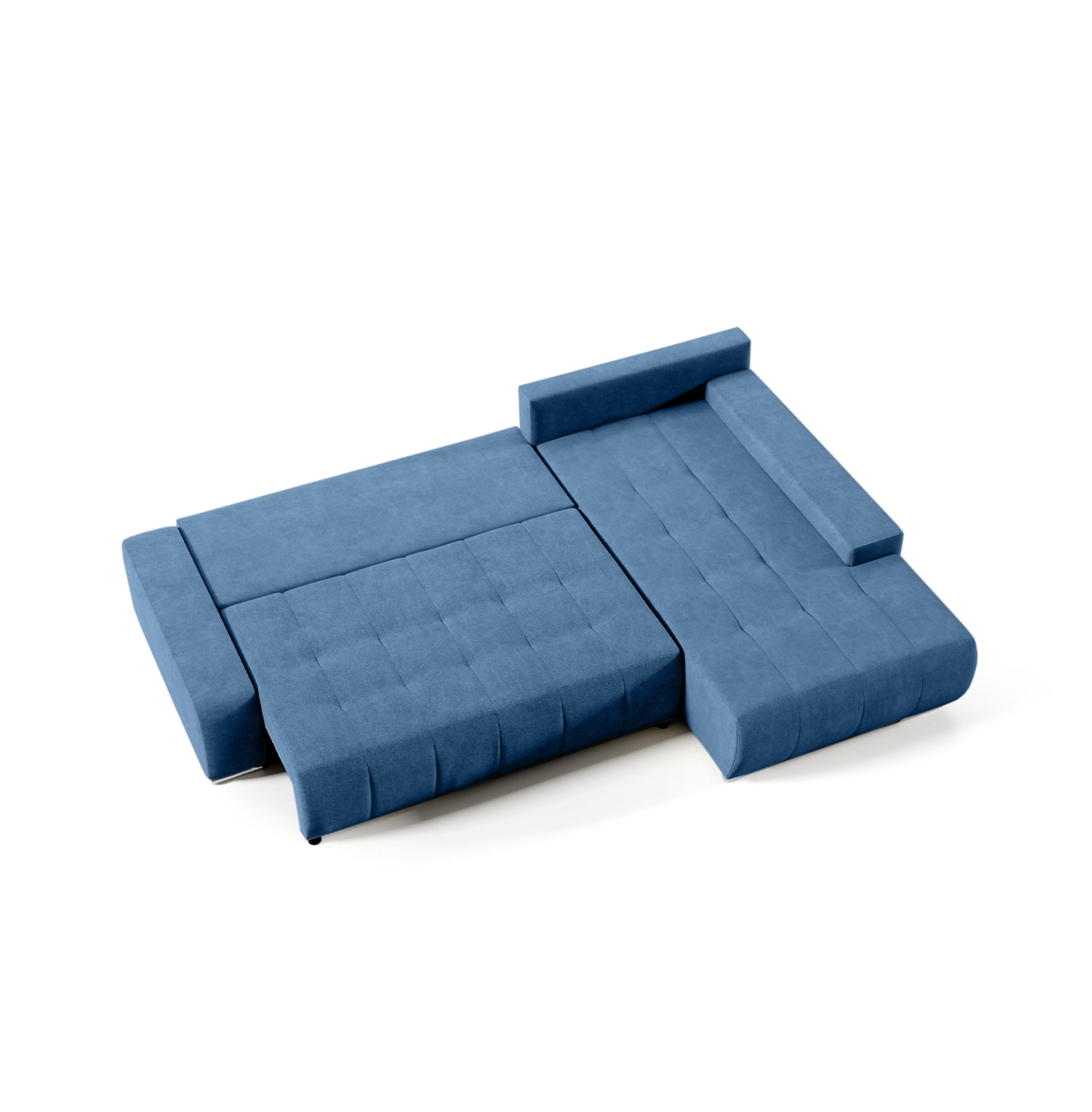 ECKSOFA mit Schlaffunktion Dhaka L, Dunkelblau - Blau, Textil (185/265cm) - Fedve