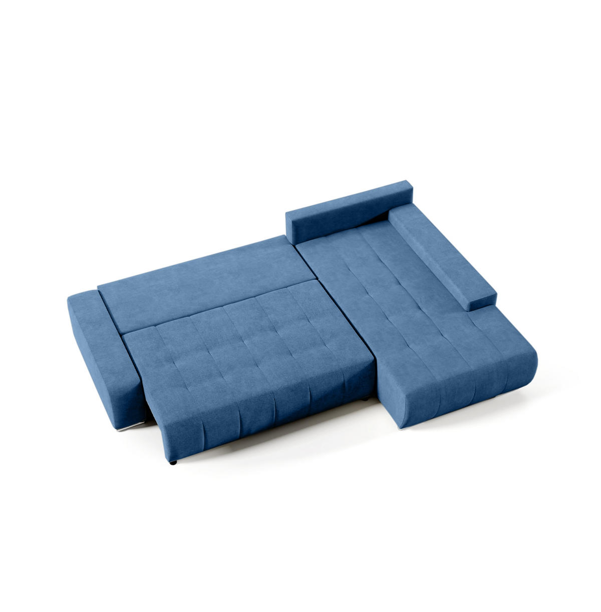 ECKSOFA mit Schlaffunktion Dhaka L, Dunkelblau - Blau, Textil (185/265cm) - Fedve