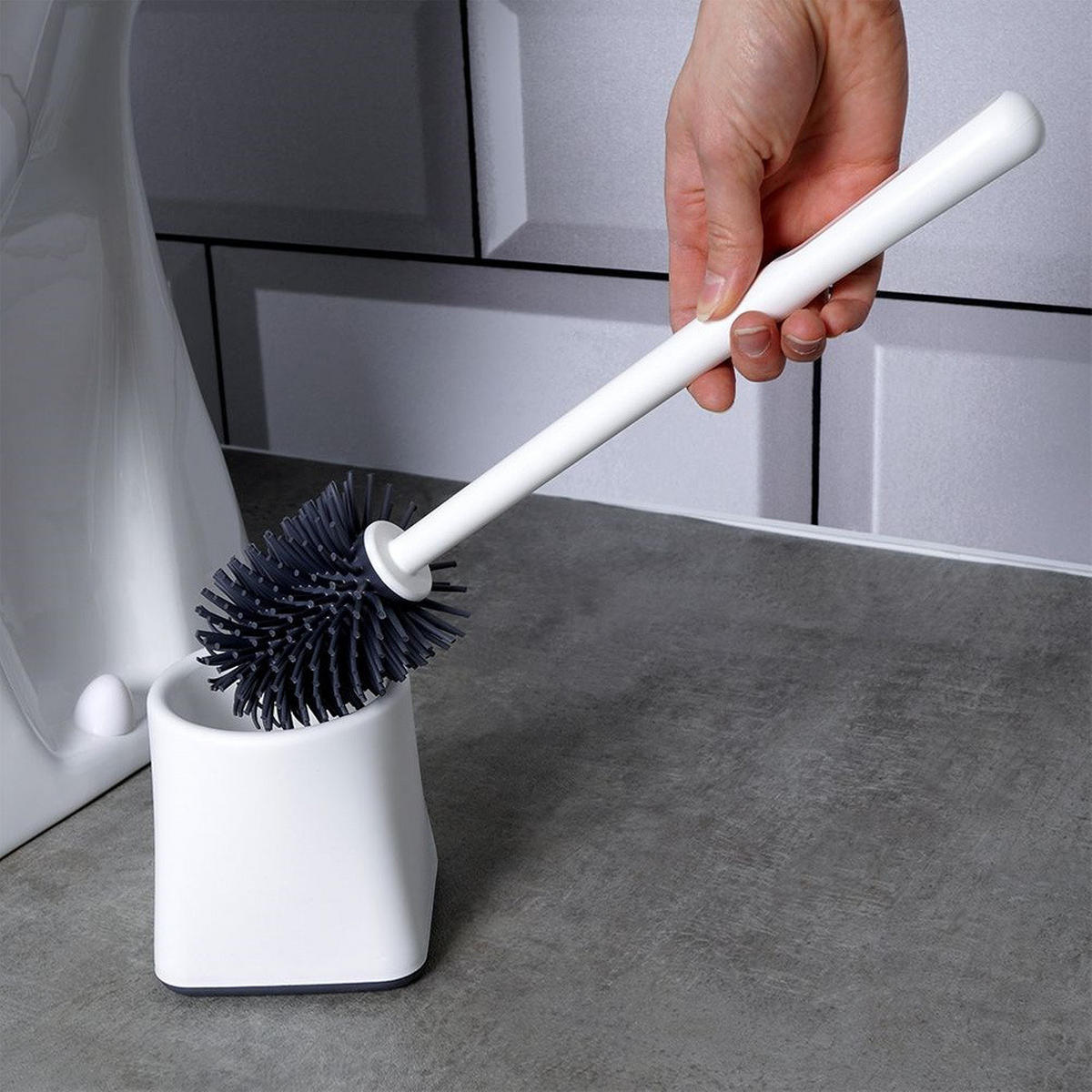 TOILETTENBÜRSTE Silikon weiß - Weiß, Kunststoff (10/36/10cm) - Orion 