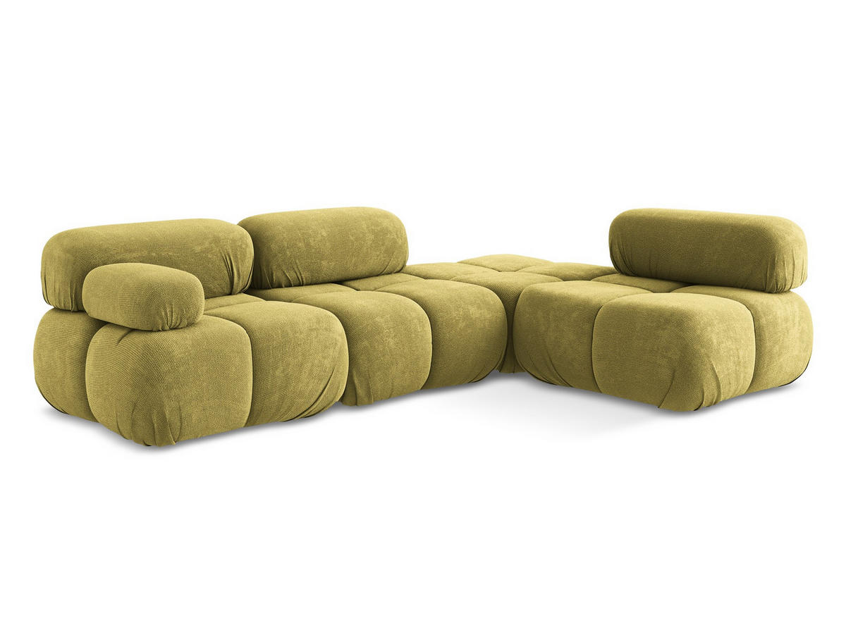 ECKSOFA Rechts Chenille Stoff Grün - Limette/Schwarz, Kunststoff/Textil (285/190cm) - Makamii