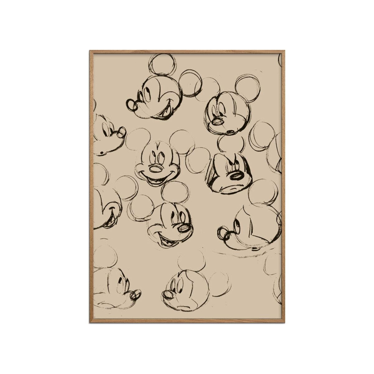 POSTER mit Rahmen Disney - Disney - Mickey Mouse Vintage Drawing No. 01 - Eichefarben/Beige, Holz/Papier (30/40cm) - Poster&Frame