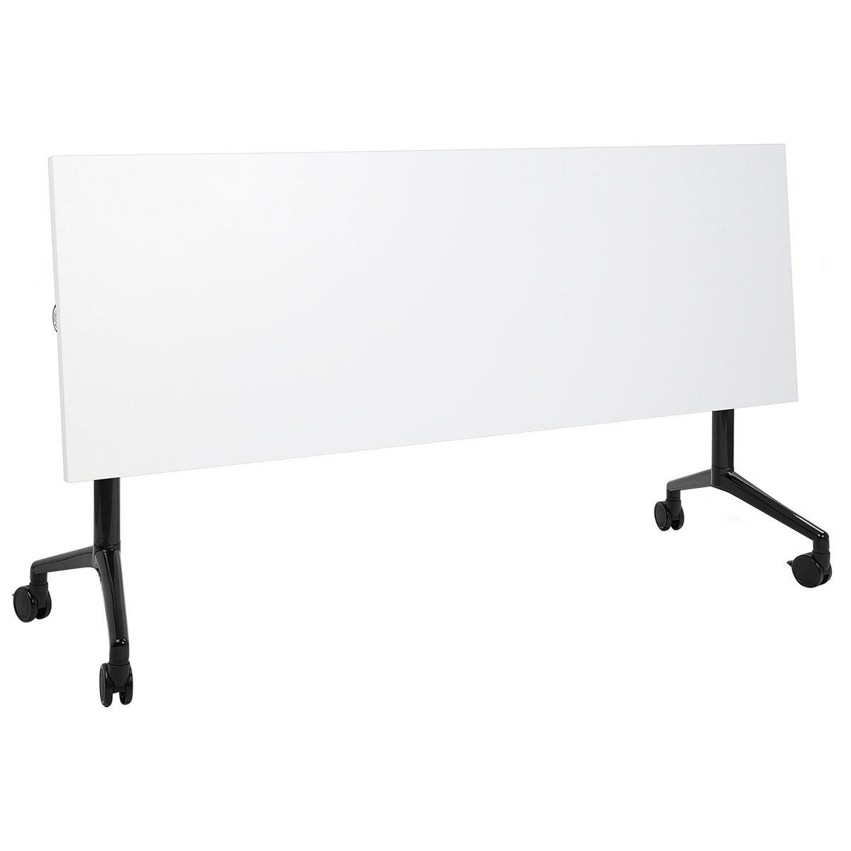 BIROU pliabil alb 180/60 cm cu rotile Cavi - alb/negru, compozit lemnos (60/180/75cm) - Beliani
