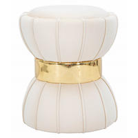 VELOURS-HOCKER mit goldenem Detail 40/40/44 cm - Beige, Textil (40/44/40cm) - Mauro Ferretti