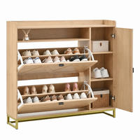 SCHUHSCHRANK mit Klappfächern 110 x 24 x 100 cm Natur - Braun, Holzwerkstoff (24/100/110cm) - Beauniv