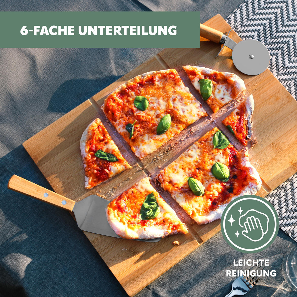 PIZZASERVIER 3er-Set, Edelstahl und Bambus - Braun, Holz (40/30cm) - bremermann