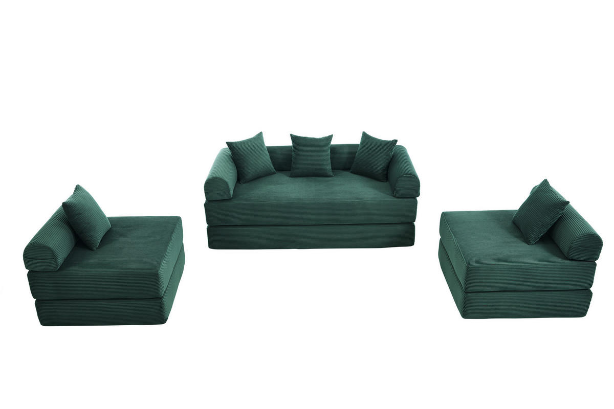 ECKSOFA DE-33695 mit Vakuumverpackung Smaragdgrün - Grün, Textil (270/180cm) - ComfortXL