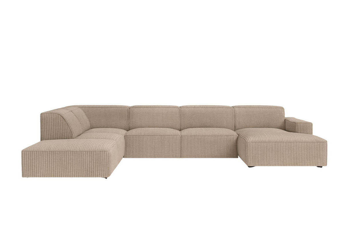 ECKSOFA Cursal V, Stoff Poso, Dunkelbeige, Links - Beige, Holz (364/262cm) - Kaiser Möbel