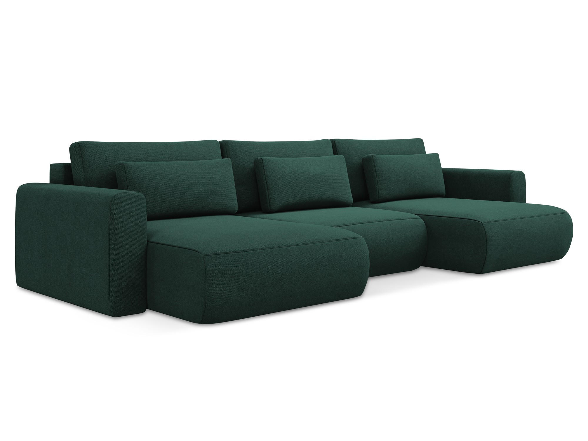 WOHNLANDSCHAFT Strukturstoff Stoff Grün - Dunkelgrün/Schwarz, Kunststoff/Textil (340/82/149cm) - Makamii