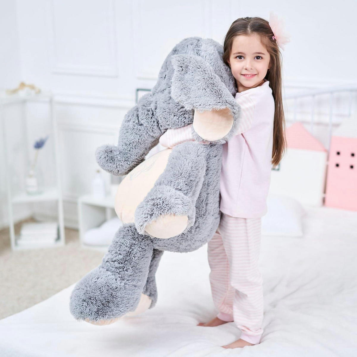 STOFFTIER Elefant Grau 100 cm - Grau, Textil (60/100cm)