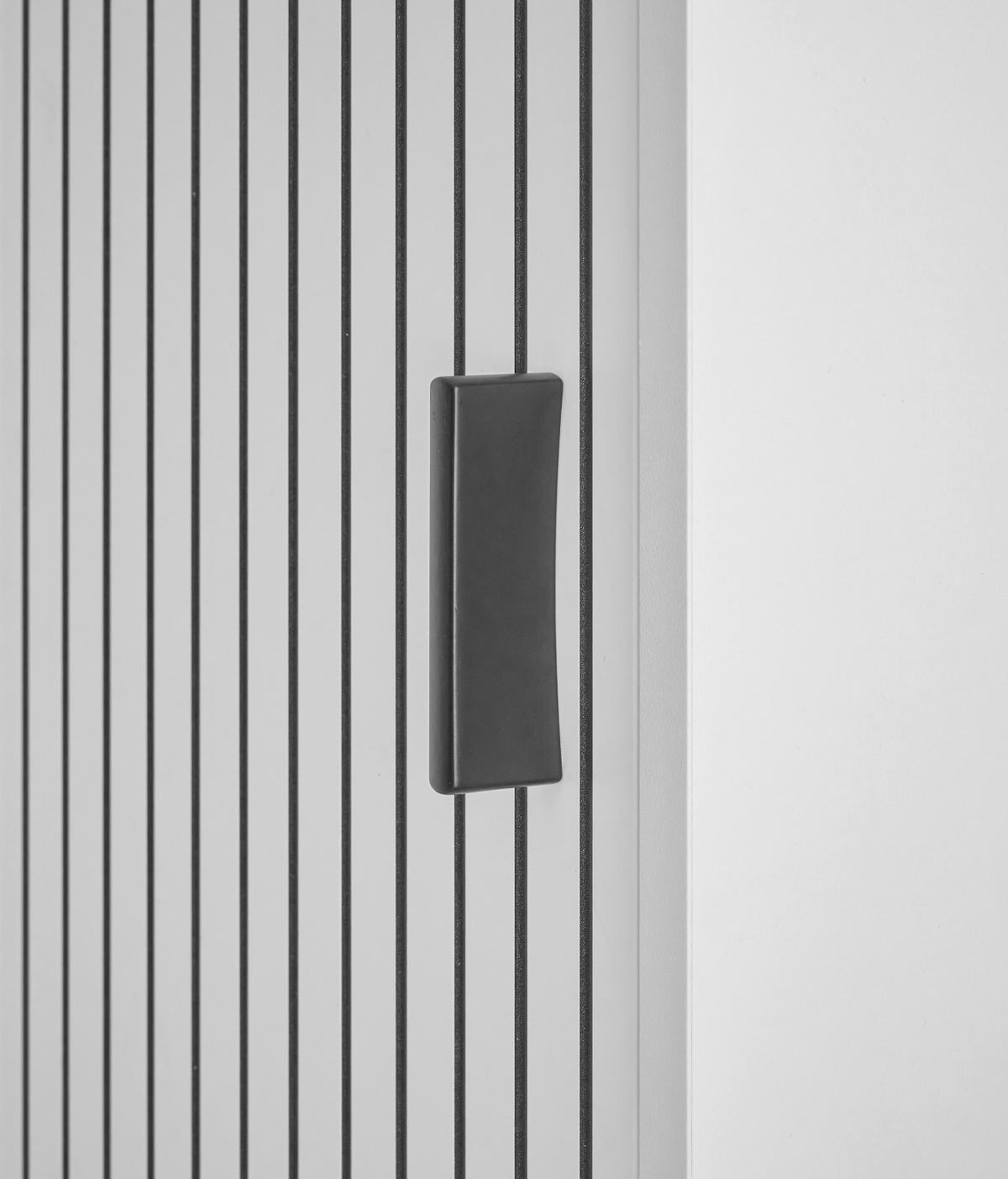 HÄNGESCHRANK weiß matt, schwarz, Wandschrank 33 x 120 cm mit Stab-Optik - Weiß, Holzwerkstoff/Metall (33/120/30cm) - Furn.Design