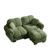 ECKSOFA DE-34384 L-Form mit Ottoman und Steppdesign Grün - Grün, Textil (149/190cm) - ComfortXL