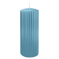 RILLEN KERZEN Himmelblau 200 x Ø 80 mm, 4 Stück - Hellblau, Paraffin (8/20/20cm) - Wiedemann Kerzen