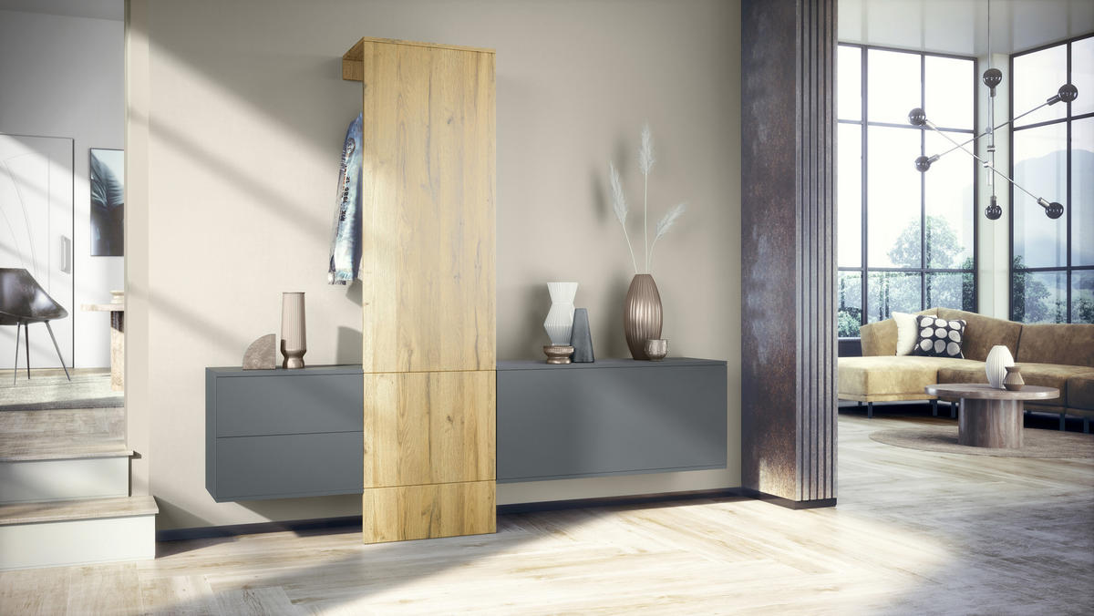 GARDEROBE Carlton Paneel in Eiche Nature - Eichefarben, Holzwerkstoff (209/193/35cm) - Vladon