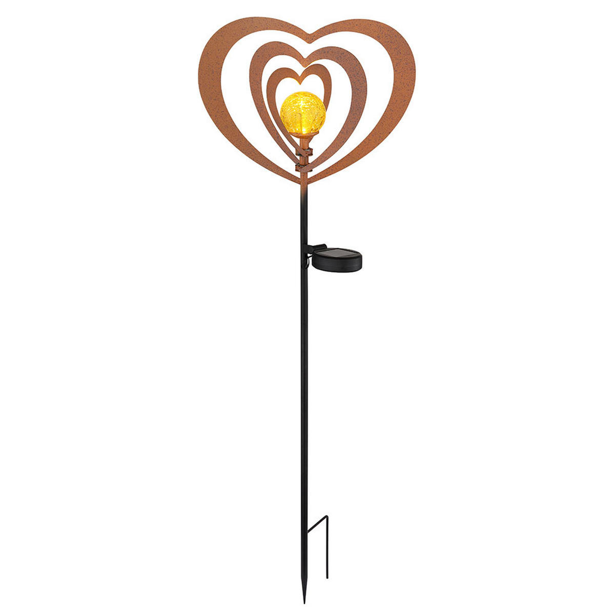 SOLARLEUCHTE LED Metall rostfarben Glaskugel matt - Schwarz, Glas (28/6/82cm) - Globo Lighting
