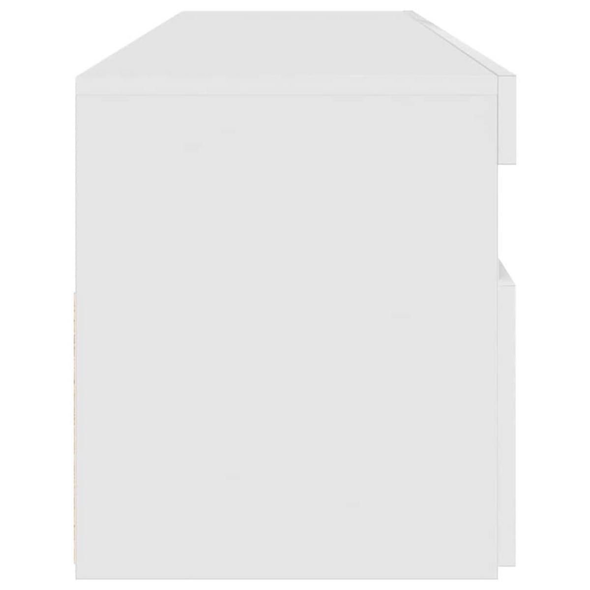 LOWBOARD mit LED und Tür, 90/35/40 cm, aus Holzwerkstoff, in Weiß - Weiß, Holz (90/40/35cm) - vidaXL