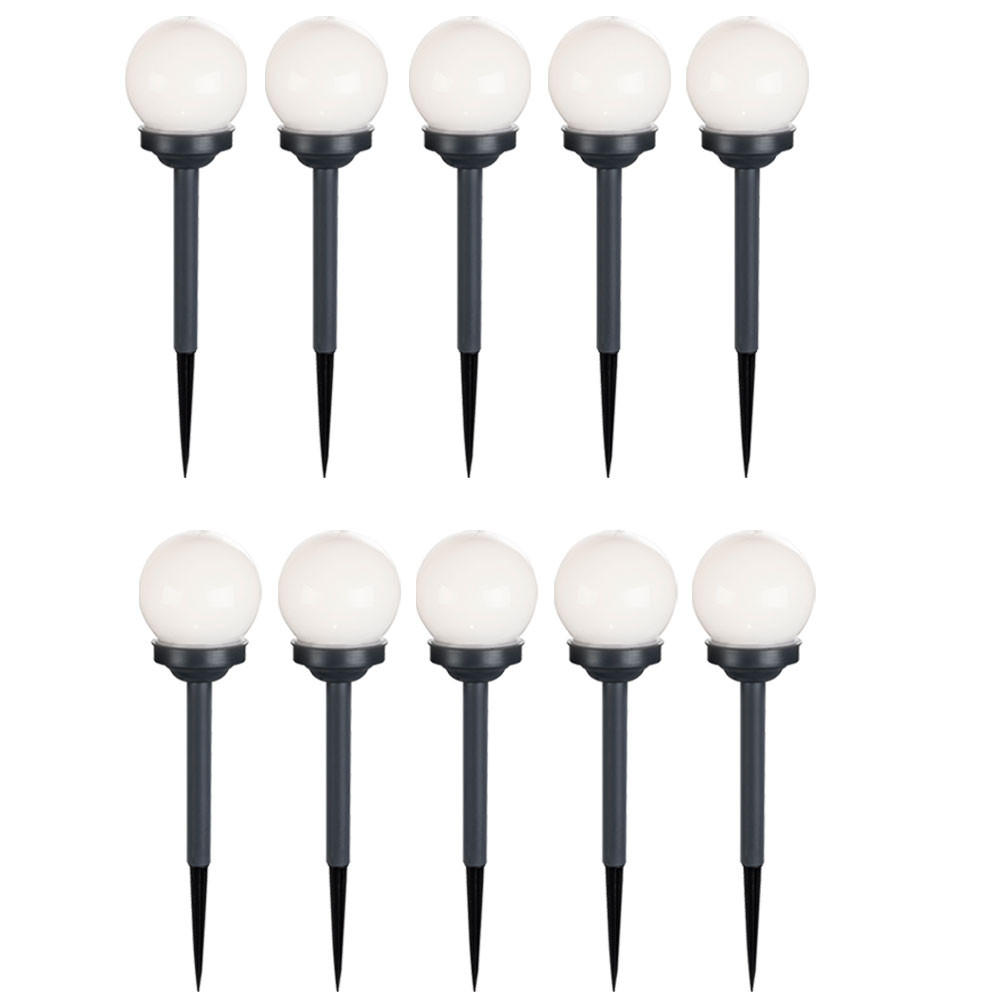 LED AUSSENLEUCHTE Solar Kugelform Weiß 10er Set - Weiß, Kunststoff (10/10/39cm) - Globo Lighting