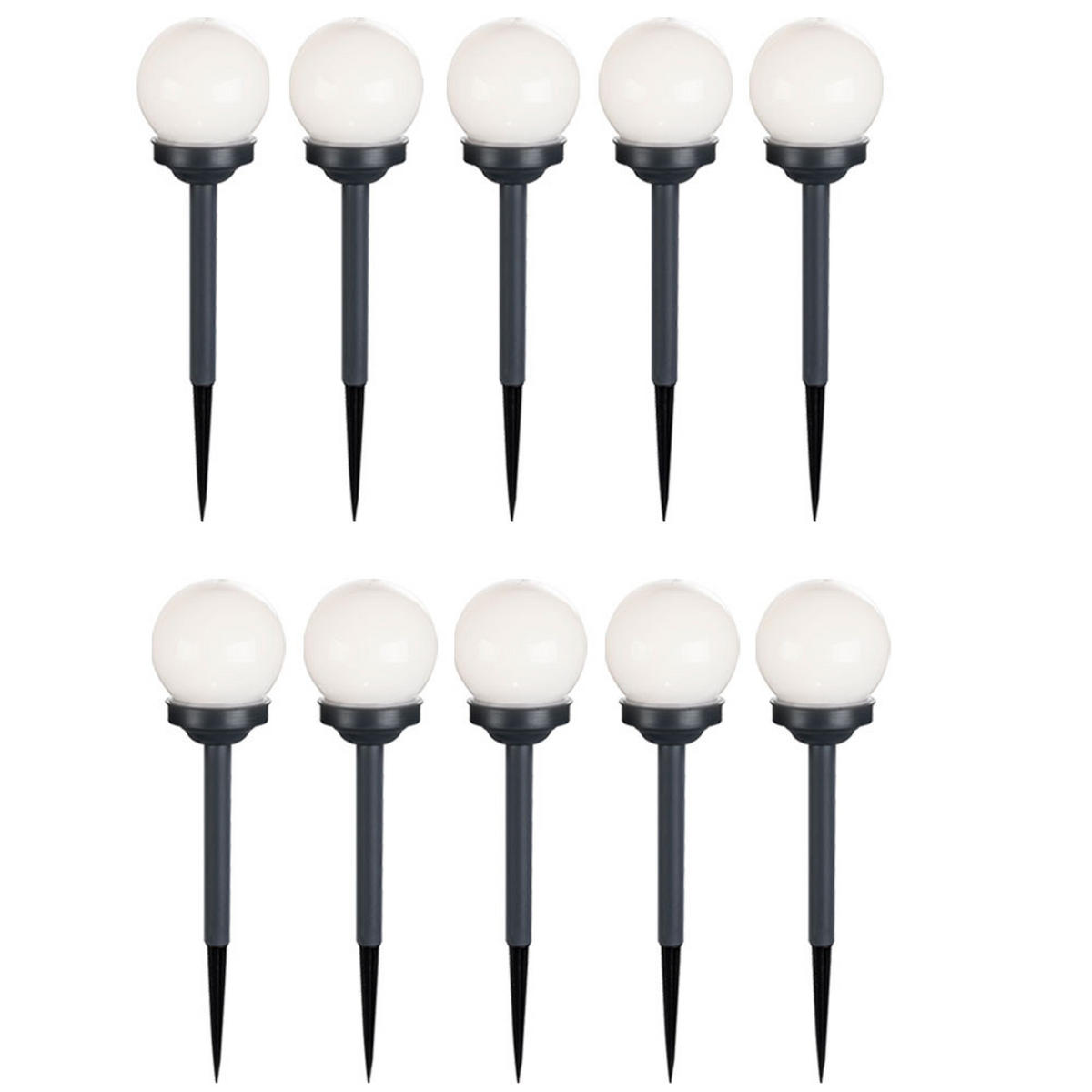 LED AUSSENLEUCHTE Solar Kugelform Weiß 10er Set - Weiß, Kunststoff (10/10/39cm) - Globo Lighting