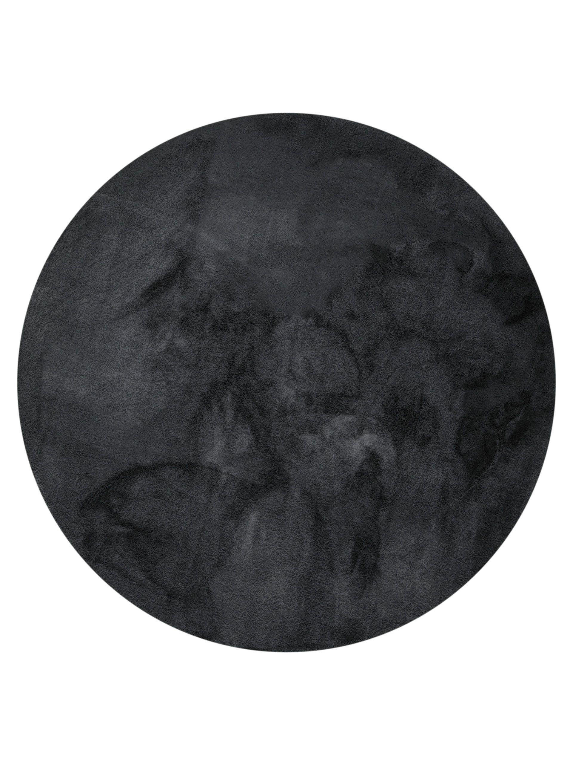 KUNSTFELL-TEPPICH Dave Anthrazit ø 80 cm rund - Anthrazit, Textil (80/80cm) - benuta Nest