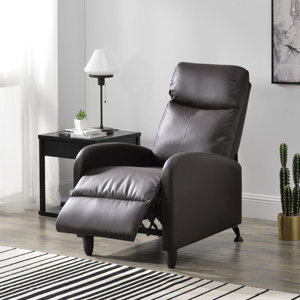 POLSTERSESSEL Bregenz Kunstleder Braun - Braun, Textil (60/102/92cm) - [en.casa]