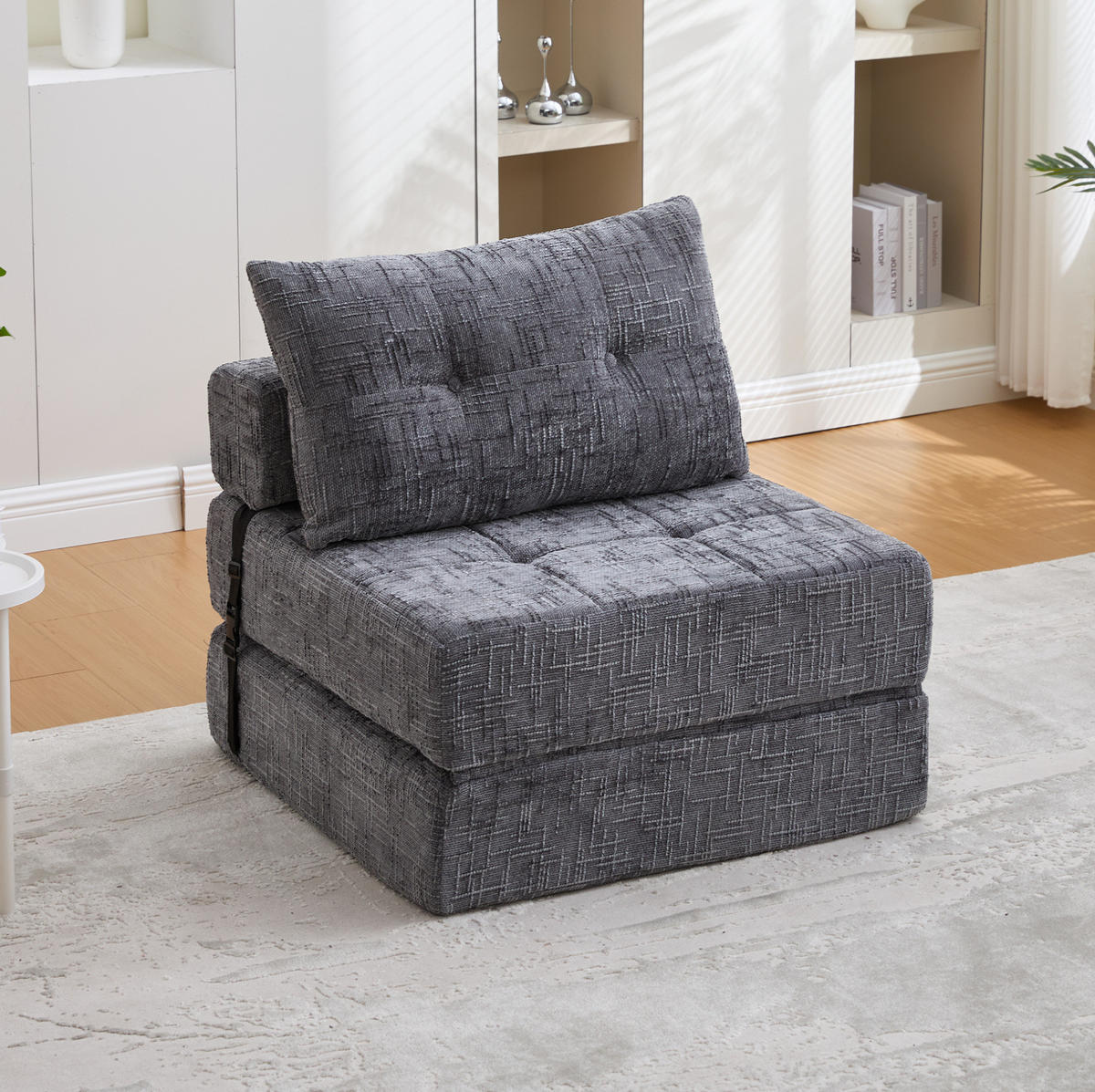 SCHLAFSESSEL klappbar Chenille Gray mit Kissen - Grau, Kunststoff (79/57/79cm) - Beauniv