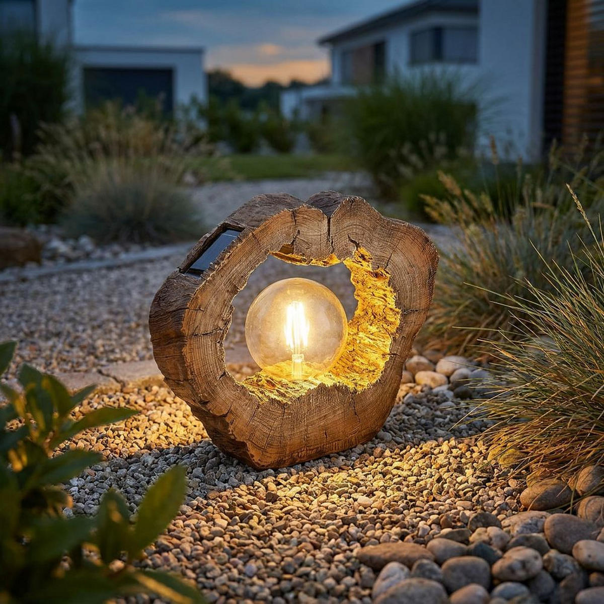 LED AUSSENLEUCHTE Baumscheibe Holzoptik Braun - Braun, Kunststoff (30.5/8.5/25.5cm) - Globo Lighting