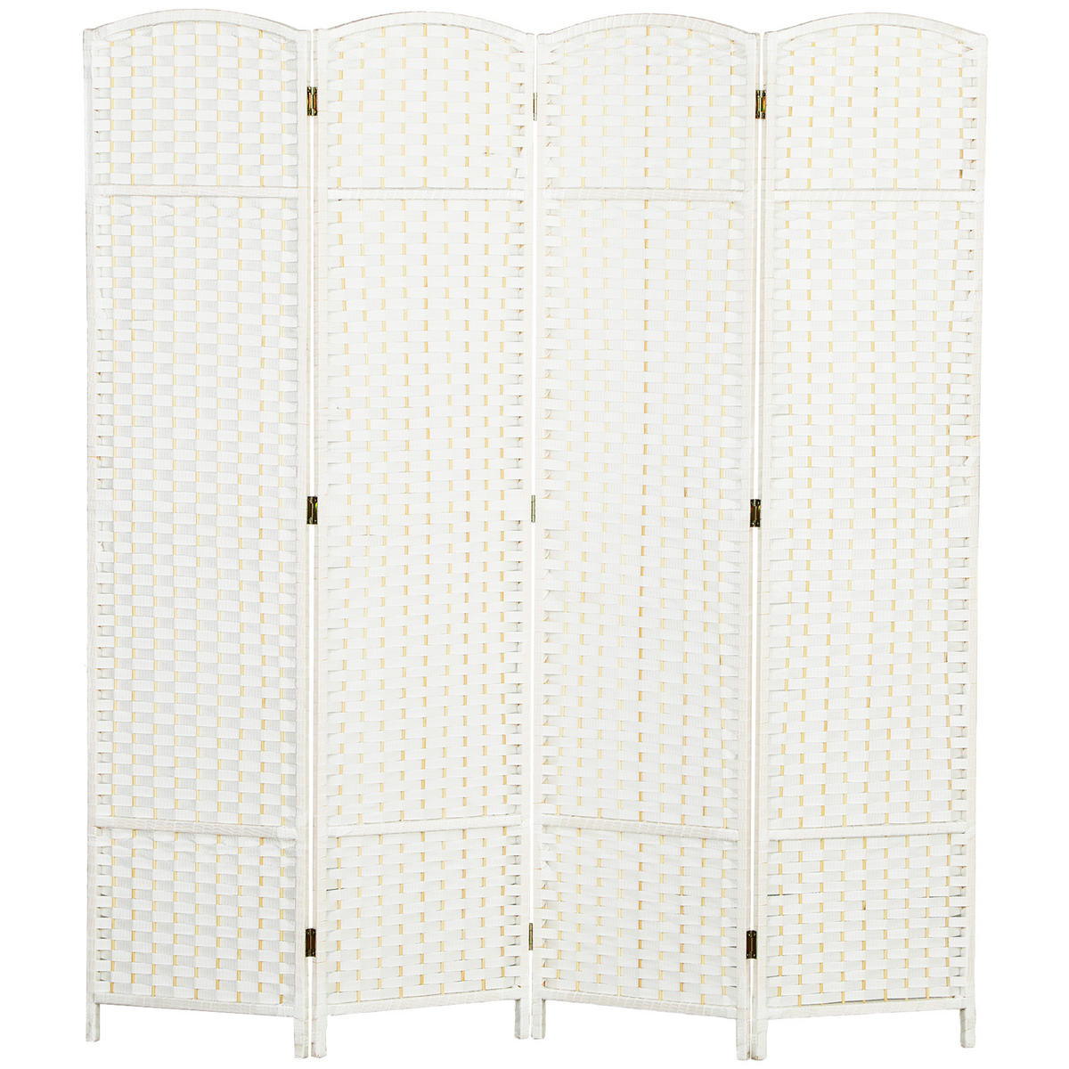 PARAVENT DE-14281 4 Paneele 160x170 cm klappbar Weiß - Weiß, Holz (160/170/1.6cm) - ComfortXL