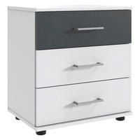 NACHTKONSOLE Taiga weiß / graphit 52 / 38 / 58cm - Graphitfarben/Weiß, Holz/Holzwerkstoff (52/58/38cm) - Wimex