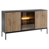 KOMMODE Sento K154 - Eiche Wotan/Schwarz, Holzwerkstoff/Metall (154/83/39cm) - MIRJAN24