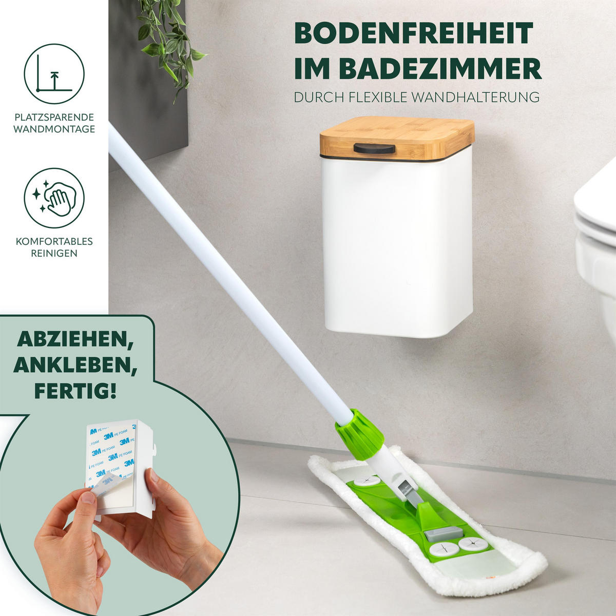 WAND-KOSMETIKEIMER 3 L, eckig, weiß - Weiß, Metall (16/24/23cm) - bremermann