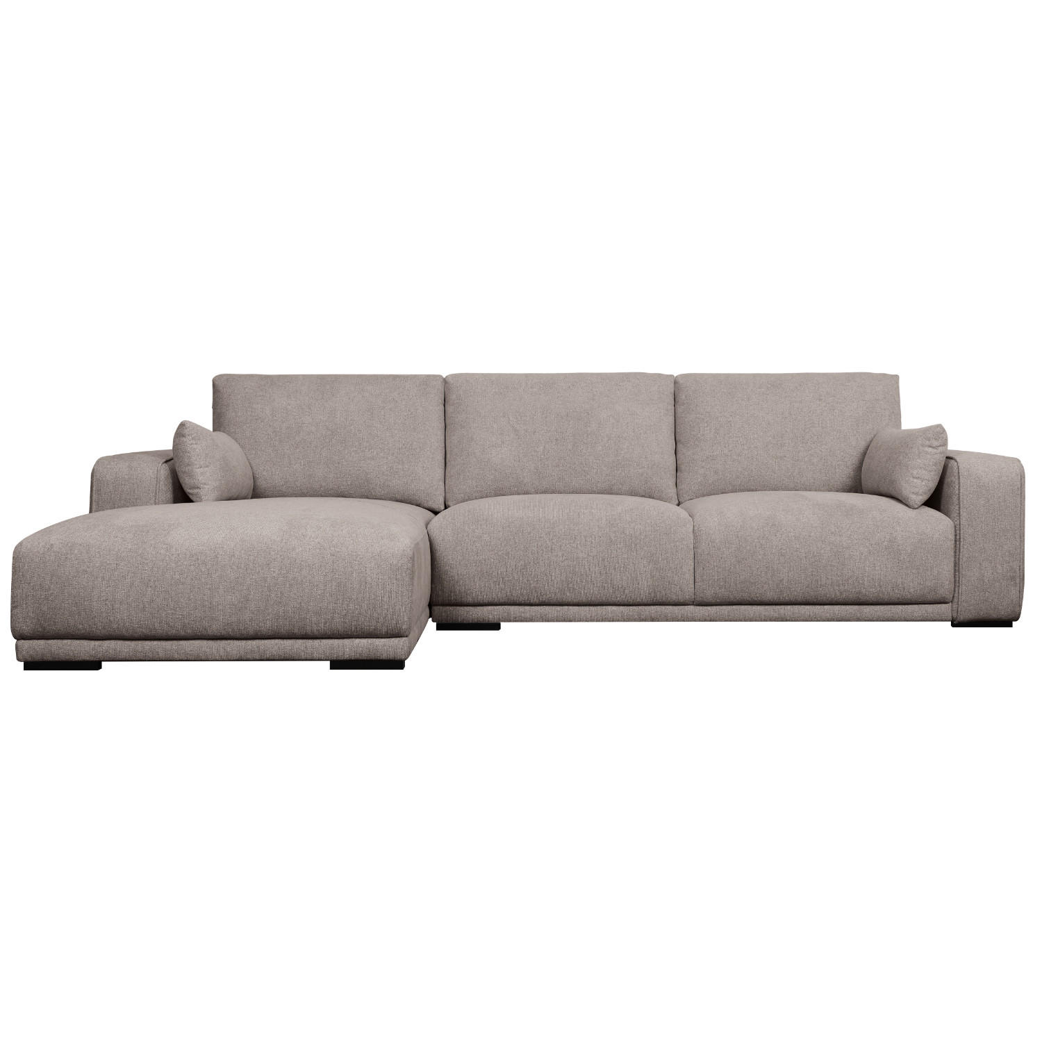 ECKSOFA Webstoff Beige - Beige/Schwarz, Holz/Textil (105/305cm) - Furnhouse