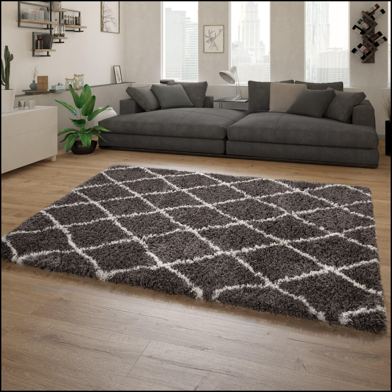 HOCHFLORTEPPICH 120/160 cm Maghreb 75 - Grau, Textil (120/160cm) - Paco Home