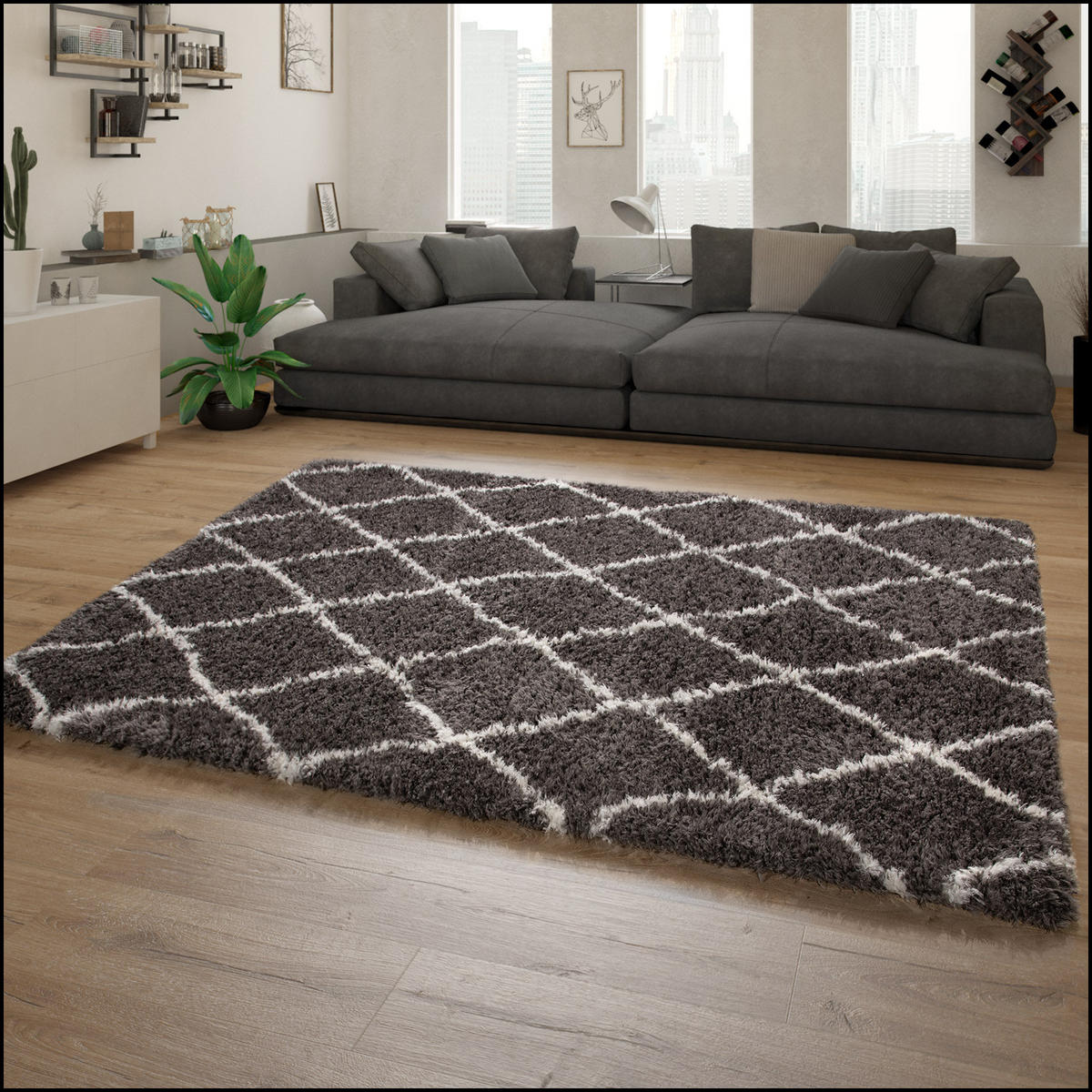 HOCHFLORTEPPICH 120/160 cm Maghreb 75 - Grau, Textil (120/160cm) - Paco Home