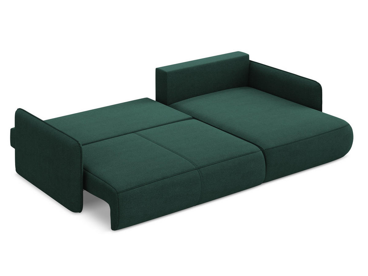 ECKSOFA mit Schlaffunktion Strukturstoff Stoff Grün - Dunkelgrün/Schwarz, Kunststoff/Textil (240/148cm) - Makamii