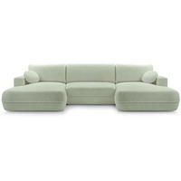 WOHNLANDSCHAFT Fiero U hellgrün - Hellgrün, Textil (364/87/186cm) - Beautysofa