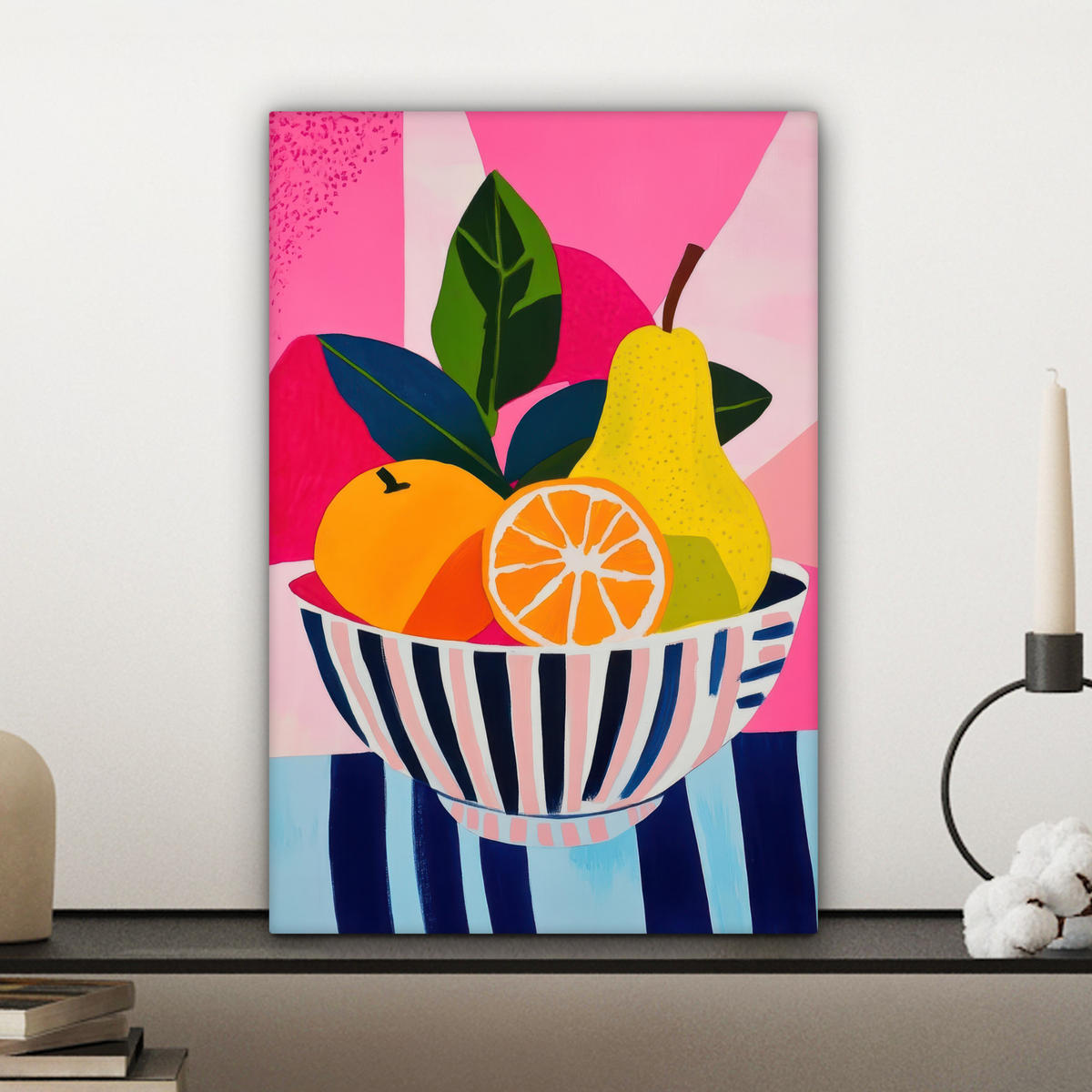 LEINWANDBILD Obst - Abstrakter Hintergrund - Rosa Deko Wohnzimmer 20x30 cm - Pink, Textil (20/30cm) - MuchoWow